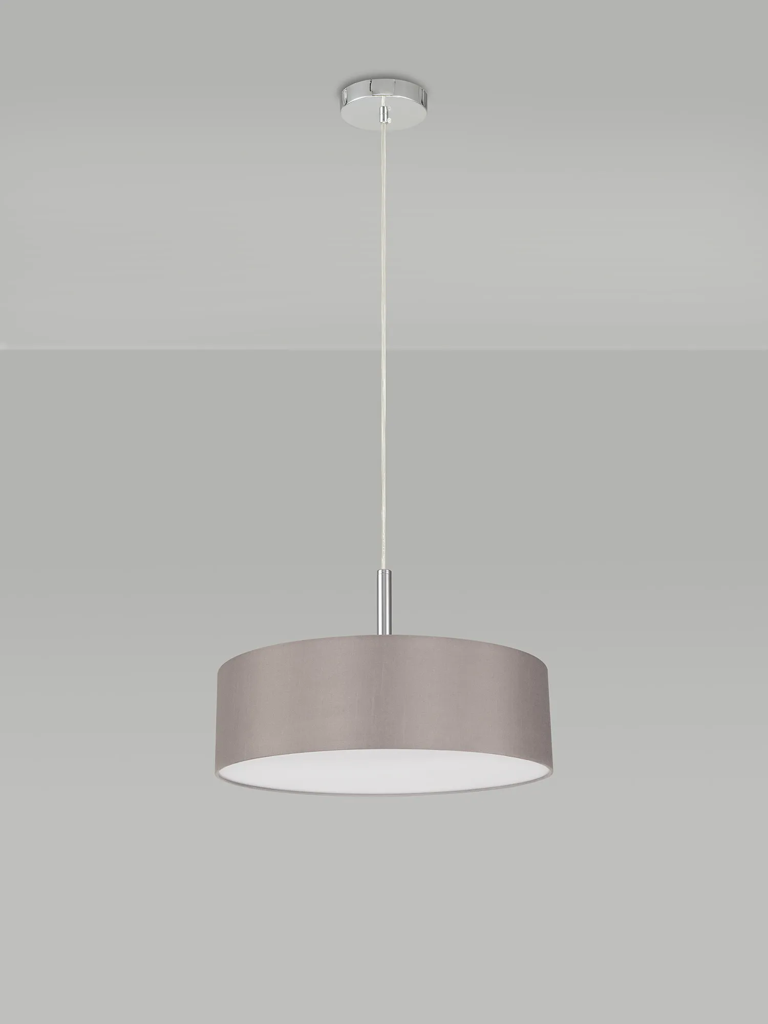 Baymont 45cm 3 Light Pendant Polished Chrome, Grey/White DK0690  Deco Baymont CH GR
